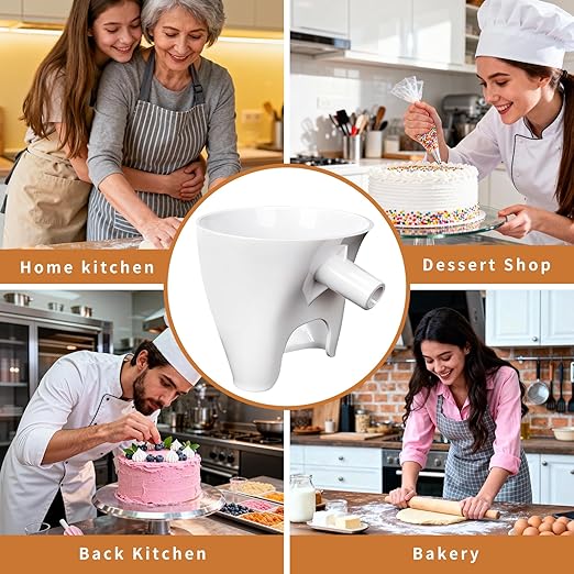 Flour Funnel for Kitchen Aid Mixer, Mess-Free Pouring Flour Funnel for Stand Mixer, Fits Artisan KSM150 5 Quart Tilt-Head for Egg Liquid and Both Flour, Durable Baking Kitchen Accessories (White)