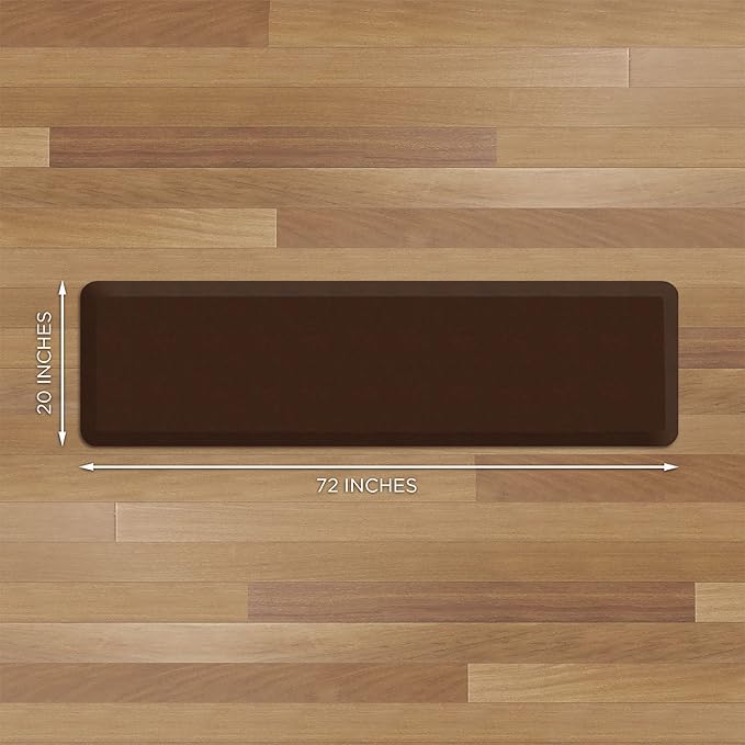 GelPro Anti Fatigue Nonslip Mat: Hard Floor Utility Mats for Garage, Patio and Kitchen - 20" x 72" x .5" - Leather Grain Truffle