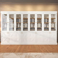Vyre 71" Tall Farmhouse Kitchen Pantry, Set of 4 Large Storage Cabinets with Glass Doors, Adjustable Shelves, Wood Versatile Hutch Cabinet for Living Room, White