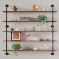 Floating Shelves for Wall Bookshelf Industrial Pipe Shelving Shelves 48 Inch 5 Tier Natural Wood Planks Rustic Wall Shelves Hanging Bookshelves Farmhouse Kitchen Shelving