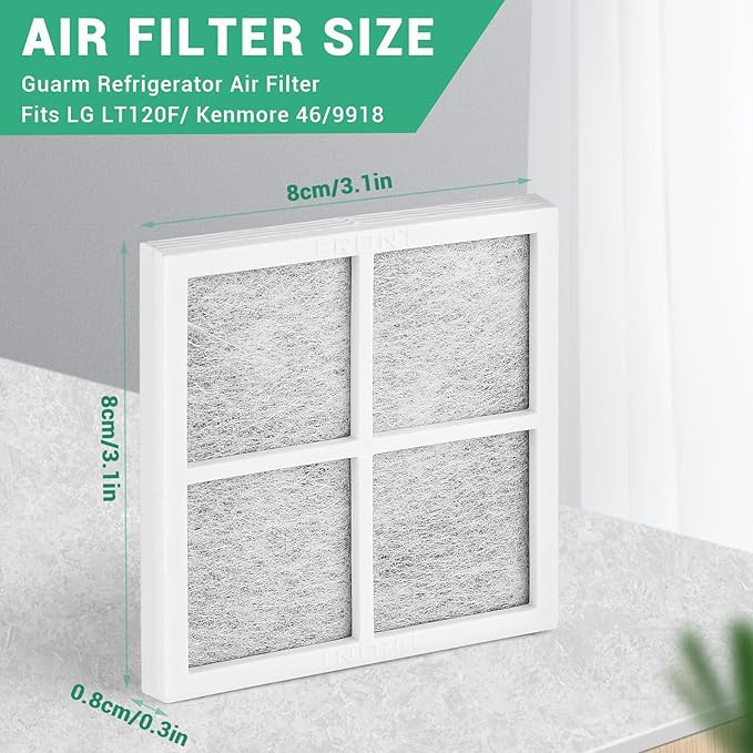 4 Pack Refrigerator Air Filter Replacement, Compatible with LG LT120F and Kenmore Elite 469918, 9918, ADQ73214402, ADQ73214403, ADQ73214404, LMXS30776S