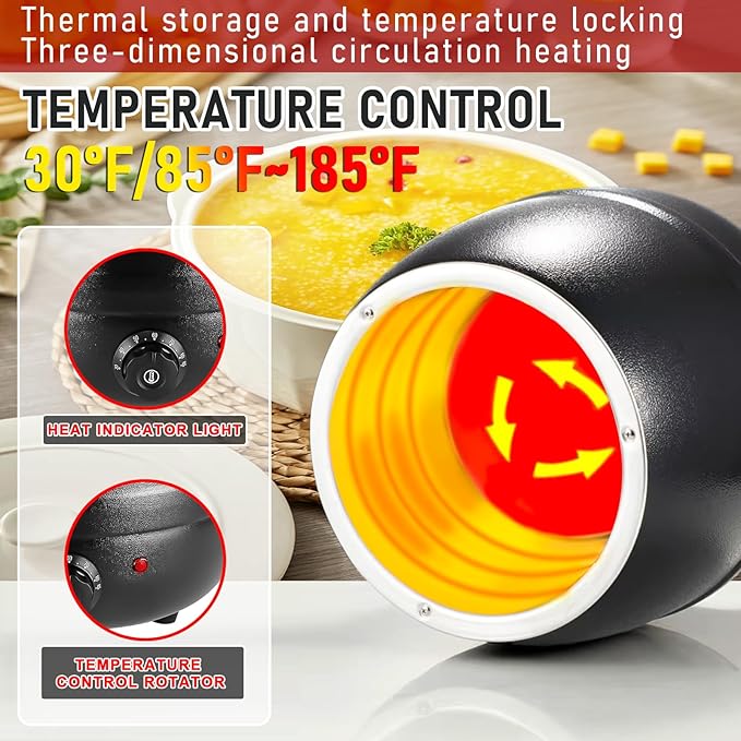 10.5QT Soup Warmers Commercial Soup Kettle with Stainless Steel Hinged Lid and Detachable Insert Pot, Electric Soup Pot for Restaurants and Party, Home, Catering (Black)