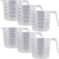 U.S. Kitchen Supply Plastic Measuring Cups with Handles - 16 oz (500 ml) Liquid Measuring Cup Set of 6 - Clear Microwave Safe Kitchen Cups - Measure in mL or Ounces, Measurement Cup for Cooking