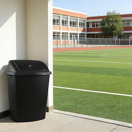 4 Pack Swing Top Waste Container for Home and Kitchen, Commercial Trash Can with Lid, 70 Liter/19 Gallon Capacity, Black