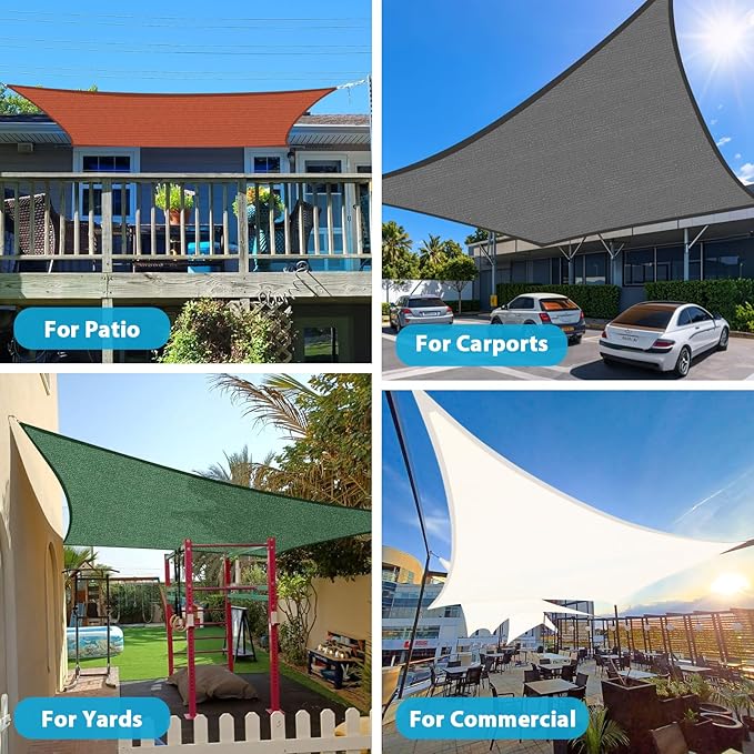 Amagenix Sun Shade Sail 15'X15' Curved Edge Outdoor Shade Canopy Dark Grey Breathable 95% UV Block Shade Cloth for Patio Garden Backyard (We Make Custom Size)