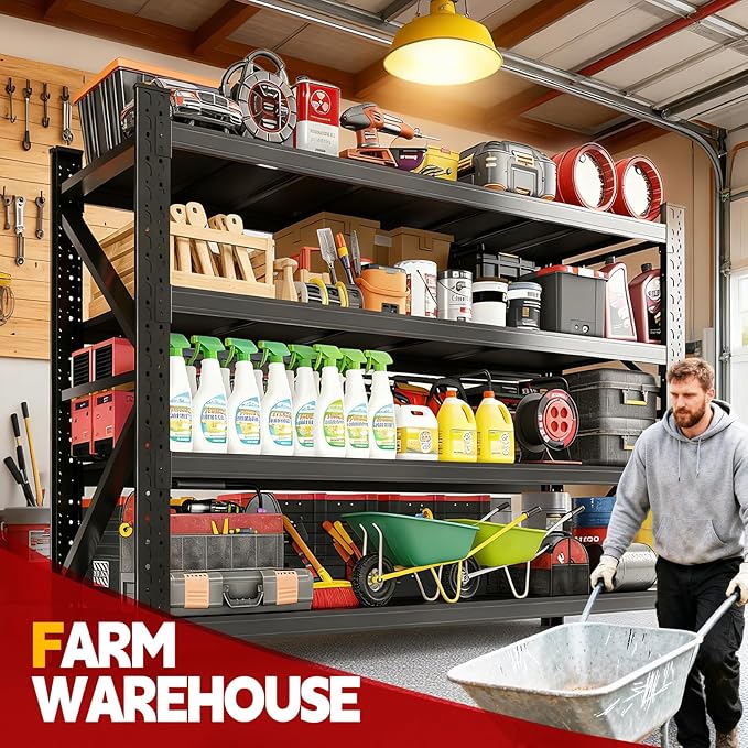 7000LBS Storage Shelves Heavy Duty, Metal Storage Shelves 4 Tier Units Adjustable Utility Rack Shelf, Heavy Duty Garage Racks Shelving for Basement, Industrial, Garage Shelving 60" W x 24" D x 70" H