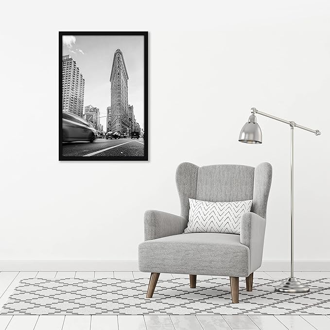 Americanflat 24x36 Poster Frame with Polished Plexiglass - Streamline Collection - Thin Border Picture Frame for Wall Display - Hanging Hardware Included - Black