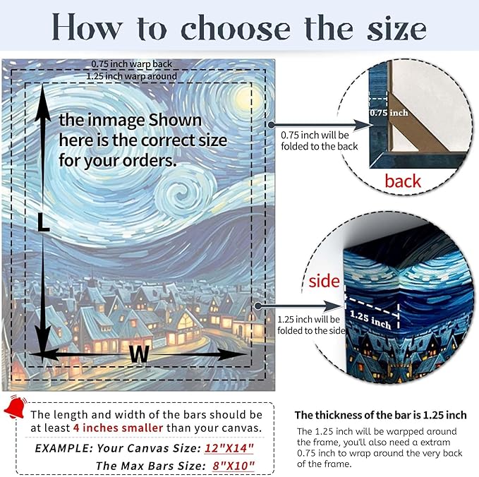 Canvas Stretcher Bars 16x24 Inch Frame Kit, Available in 25+ size Wood Stretcher Bars for Home and Office, Gallery Wrap Wall Arts Supply for Oil Painting, Poster, Picture & Paint by Numbers