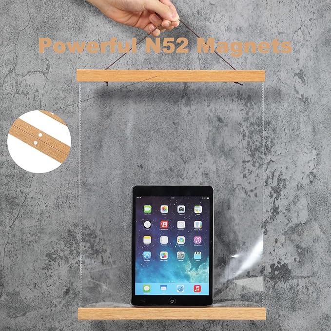 FALAMON 2 Pack Magnetic Poster Hanger Frame,14x22 14x20 14x24 Teak Wood Magnet Poster Frame for Hanging Posters, Prints, Photos, Pictures, Maps, Scrolls, and Canvas Artwork