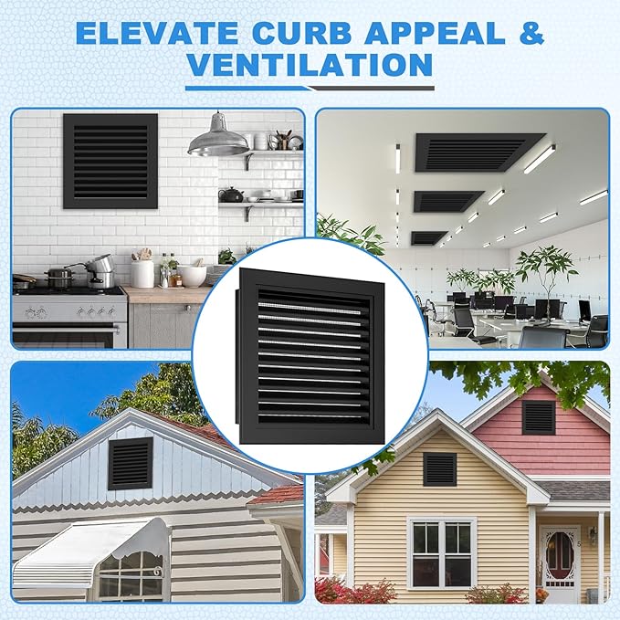 12" X 12" Gable Vent - Premium Aluminum, Sturdy & Stylish Shed Vents with Screen, Effectively Removing Heat and Humidity - Ideal for Ventilation in Houses [Vent Opening: 10" x 10"]