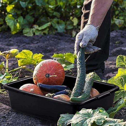 4-Pack 24 L Commercial Bus Box, Plastic Utility Bus Tubs, Black