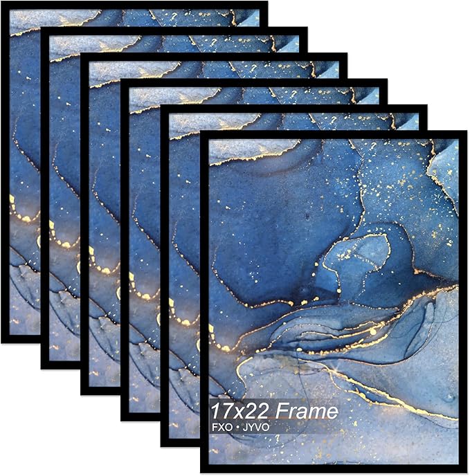 17x22 Picture Frame Set of 6, Black Frame for 17 x 22 Inch Picture Poster Photo, Light Weight and High Transparent 17 by 22 Frame for Wall - 6 Pack/Black/17 x22