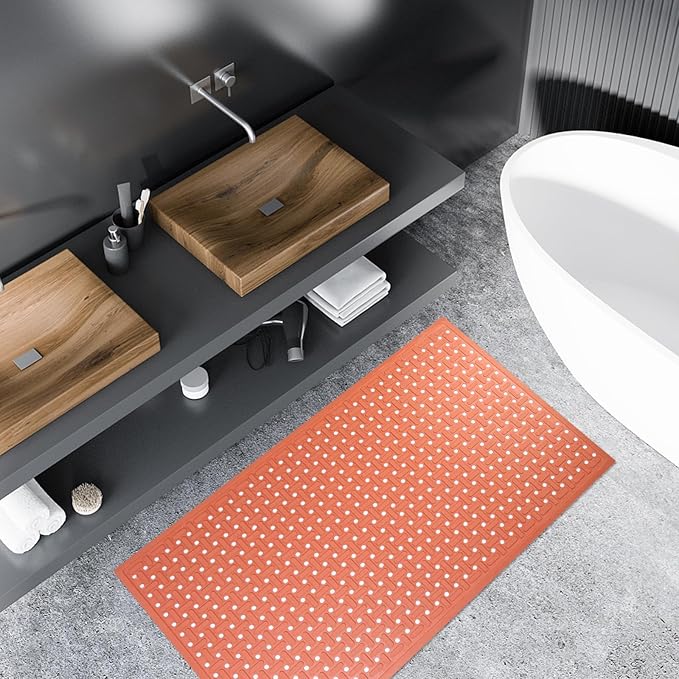 Rubber Non-Slip Waterproof Floor Mat Heavy Duty Anti-Fatigue Mats 33"x57" for Wet or Snow Deck, Restaurant Bar Kitchen (OrangeRed)