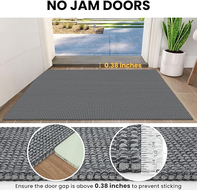IOHOUZE Washable Exrea Long Hallway Runner Rug 3x16 Non Slip Rubber Backed Kitchen Runner Entryway Runner Indoor, Woven Rugs Floor Carpet for Kitchen Hall Entryway Stair, Dark Grey