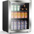 68 Can Beverage Refrigerator Mini Fridge Cooler Glass Door for Beer Soda or Wine, Freestanding Drink Cooler LED Temperature Control for Bar Home, Office 1.7CUFT