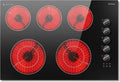 Karinear 30 inch Electric Cooktop, 8600W 5 Burner Radiant Electric Stove Top, Knob & Touch Control with 9 Power Levels, Expandable Zone, Timer, Child Safety Lock, 240V Hardwired