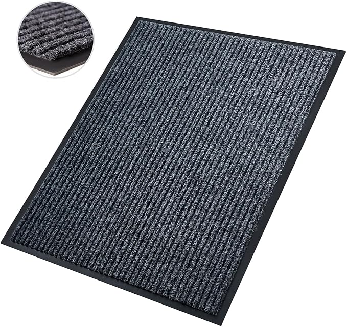 Front Door Mat,4'x6'Indoor Outdoor Door Mat,Heavy Duty Durable Welcome,Commercial Floor Mats Inside Outside Entrance, Waterproof All-Season, All-Weather Non Slip Backing Doormat for Entryway,Black