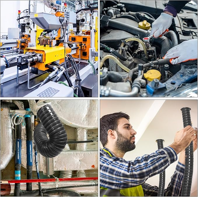 NOWBALL 4.5in Automotive Air Duct Hose, Length 2Meter-6.6ft, 4.5" Silicone Flexible Cooling Ducting, 114mm High Heat Brake Exhaust Hose for Car, Garage, Dryer Air System Black