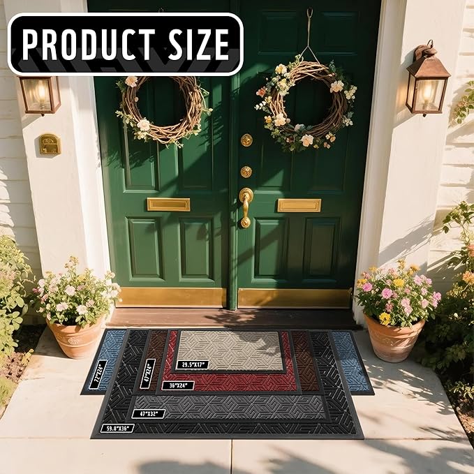 Yimobra Doormat Outdoor Entrance 29.5x17, All-Weather Waterproof Outdoor Mats for Front Door, Non Slip Welcome Door Mat for Patio Proch Outside Entryway Indoor, Mix Grey