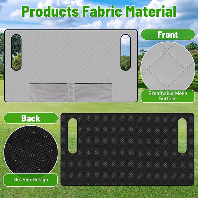 Kaskawise Golf Cart Seat Cover Blanket with Pockets,Absorbent Towel Fabric for Yamaha Drive/G-Series, Club Car Precedent/DS,EZGO TXT/RXV 2-Person Seats,Machine Washable,Summer/Winter,Grey