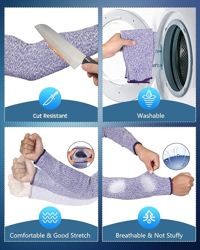 Neer 3 Pairs Cut Resistant Arm Sleeves Level 5 Arm Guard Protectors for Welding Gardening Kitchen Thin Skin Bruising Forearm
