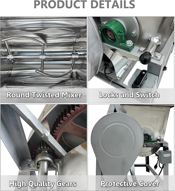 INTSUPERMAI Commercial Dough Mixer Machine 25KG Electric Flour Mixer with 90 Degree Tilt Bowl for Dough Mixing Kneading Capacity 50QT 2200W