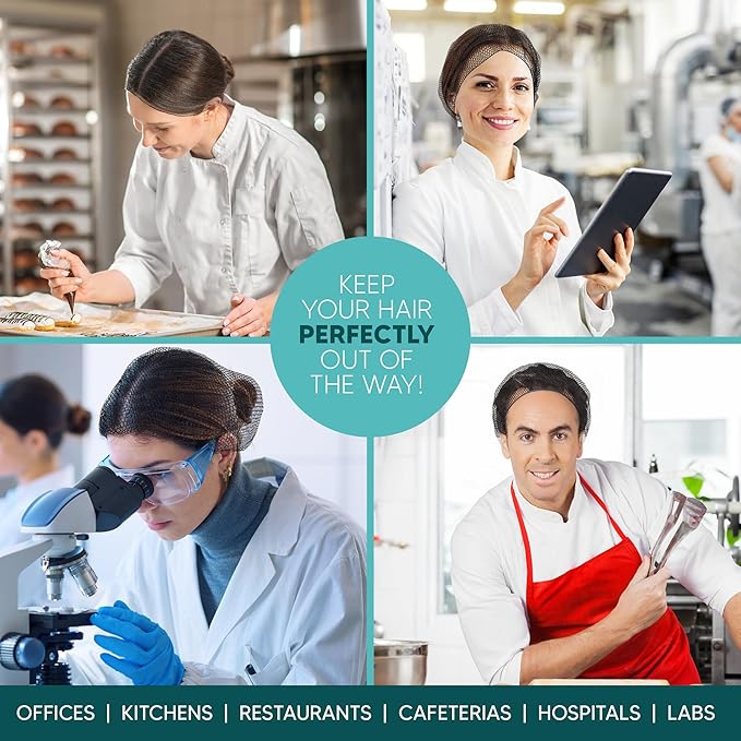 Nylon Hair Nets for Women & Men | 300 Pack | 24" Honeycomb Mesh Hair Net for Food Service, Medical & Industrial Use - Breathable & Sturdy for Bun Hair, Most Long & Short Hair - Latex Free