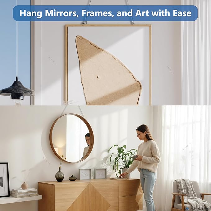 Picture Frame Security Hanging Kit – 6 Pack X 2M Steel Safety Cables with 12 Double-Hole D-Ring Hangers, Heavy-Duty Anti-Drop Wire System for Photos, Posters, Artwork & Gallery Displays