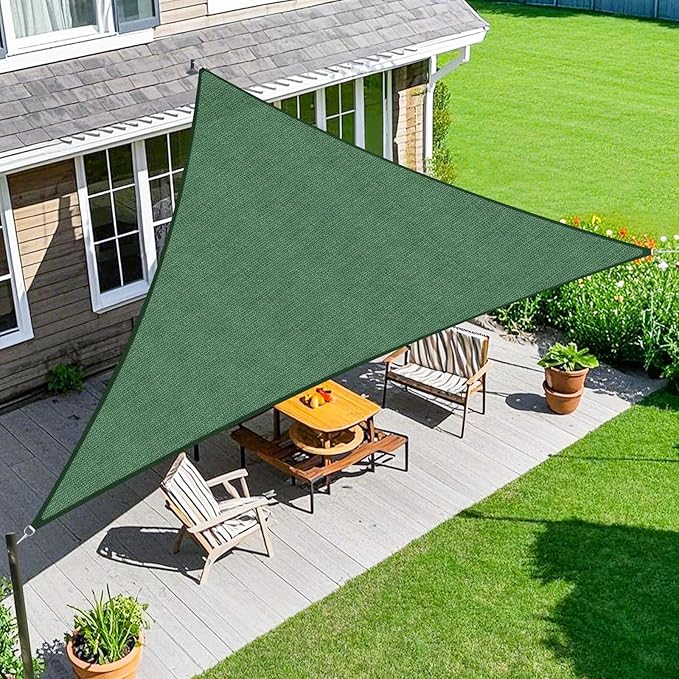 Amagenix Sun Shade Sail 32'X32'X32' Curved Edge Outdoor Shade Canopy Dark Green Breathable 95% UV Block Shade Cloth for Patio Garden Backyard (We Make Custom Size)