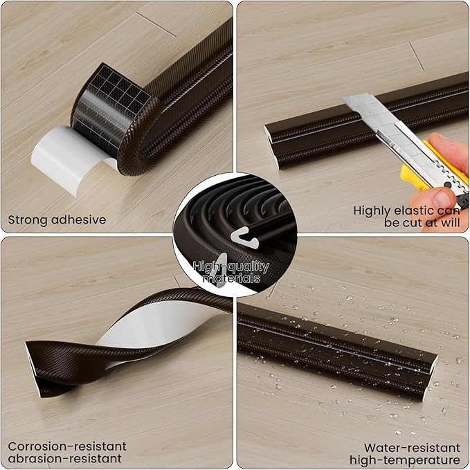 V Shape Thin Foam Weather Stripping Door Frame Seal Strip 33FT Brown, Draft Stopper, Insulation Winter, Weatherstripping, Gap Sealing, Soundproofing, Self-Adhesive Used for Exterior Front Door Side