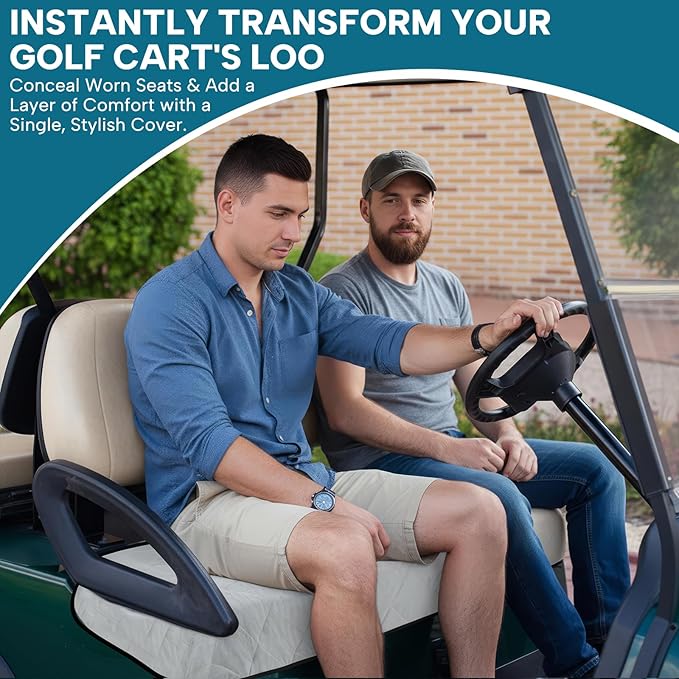 Golf Cart Seat Covers - 51'' x 31'' Winter Golf Cart Seat Blanket Towel Fits Most 2-Person Club Cars with Armrests for EZGO DS Precedent TXT RXV