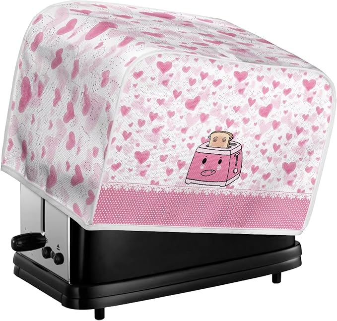 UNICEU Pink Cartoon Toaster - 2 Slice Quilted Toaster with Dust-proof Cover for Kitchen Appliances