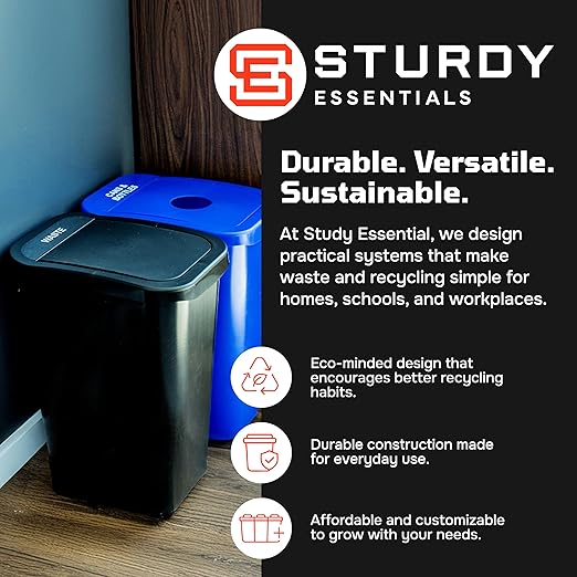 City Box 10 Gallon Triple Bin Trash Can and Reyclcing Bin with Lid for Residential, Business, and Commercial Recycling - NYC Compliant (Triple Cans Paper Waste)