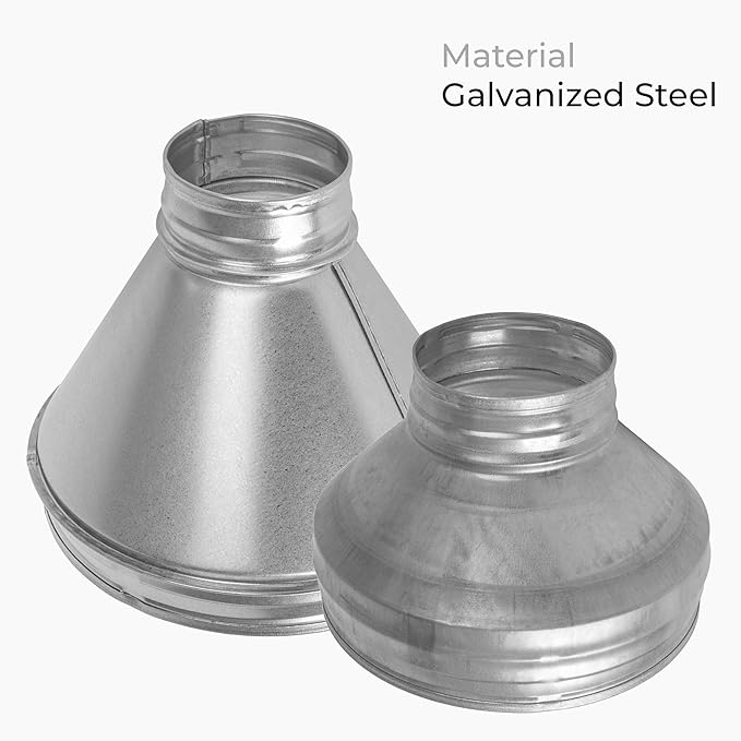 8" to 3" Inch Round Duct Reducer - Male Fit Galvanized Steel Pipe Increaser - Coupling for Round Duct Ventilation Systems - Heating & Cooling, HVAC