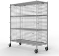 24" W x 60" L x 69" H Heavy Duty Utility Commercial Grade Metal Storage NSF Unit | Chrome Mobile Security Wire Cage Kit
