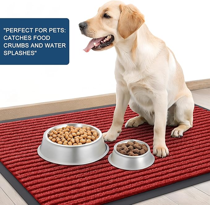 OLANLY Front Door Mat Indoor Outdoor Entrance, Waterproof Heavy Duty Doormat, Fade Resistant, Low Profile, Easy Clean Patio Porch Welcome Floor Mats for Entry, 35x30, Red