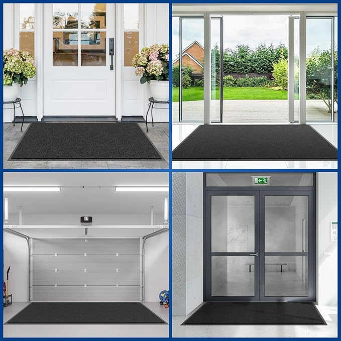 Sturdy Front Door Mat, 60" x 36" Heavy Duty Indoor Outdoor Doormat for Entryway, Fade Resistant, Waterproof Low Profile Entry Mat, Non Slip Welcome Mat for Outside Entrance, Patio, Home