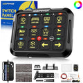 Auxpower RGB 12 Gang Switch Panel 3 Modes Toggle Momentary Pulsed Auxiliary Control Panel Automatic Dimmable Switch Pod Waterproof for Boat Truck Car RV Offroad