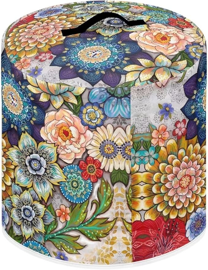 Dust Cover for 6 Quart Pressure Cooker Air Fryer Rice Cooker Kitchen Appliance Dust Covers with Storage Pockets Dust-proof Washable, Blooming Flower