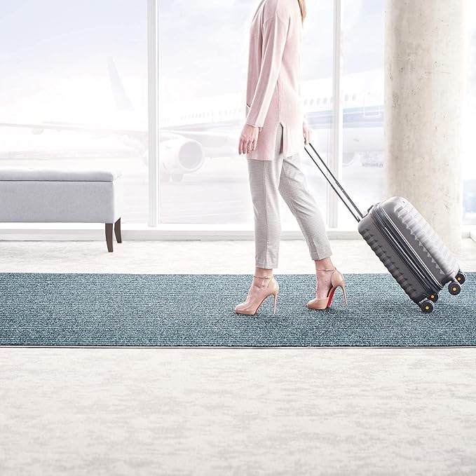 Consolidated Plastics Brush Dry Mat - Made in USA, Heavy-Duty Commercial DoorRug for Indoor/Outdoor Entryways, Non-Slip Backing for High-Traffic Areas (3' W x 10' L, Blue)