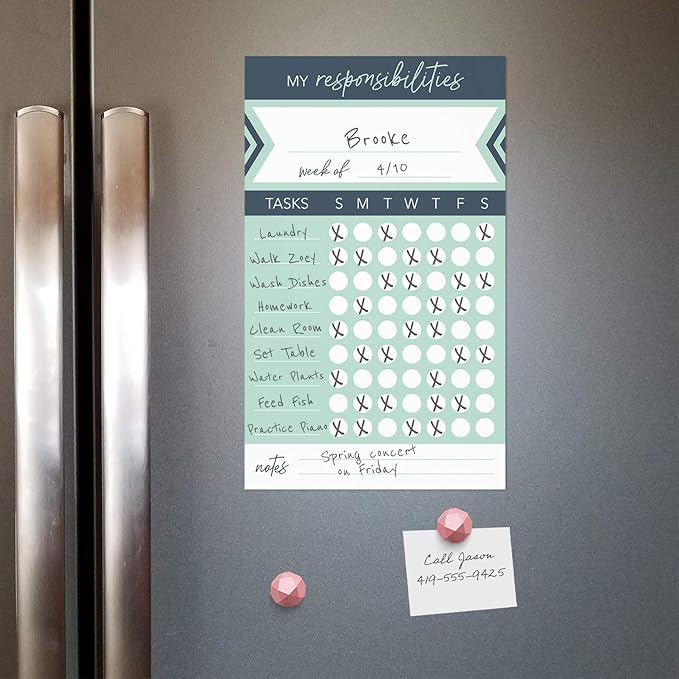Modern Weekly Chore Chart / 6" x 10" Sticky Note Fill-in Task List/Homeschool Task Assignment List