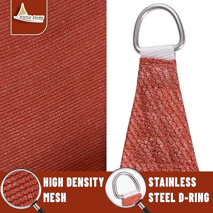 LOVE STORY Custom Size 9' x 18' Terra Red Sun Shade Sail Canopy Commercial Rectangle Sail Shade Fabric for Patio Garden Backyard Pool (Customized)