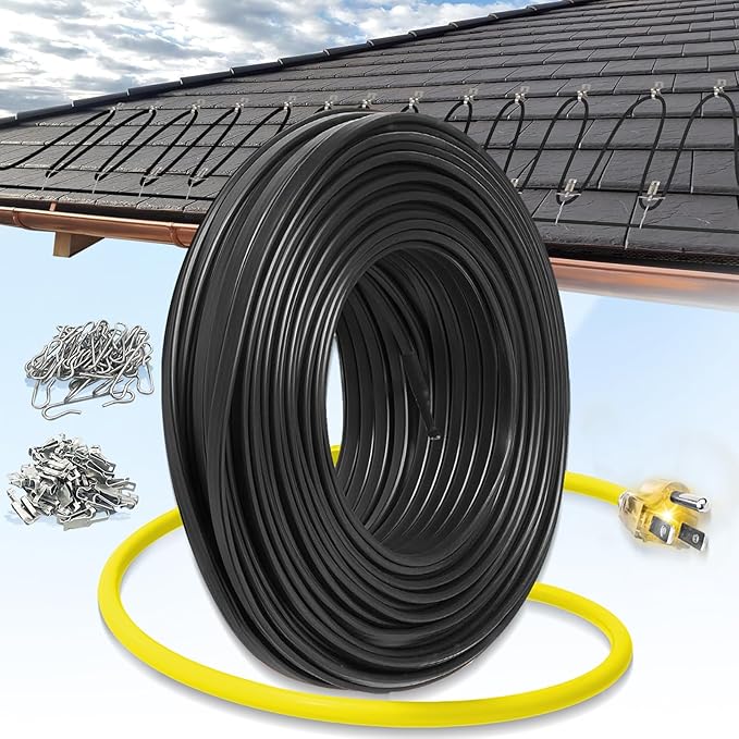 70 FT Gutter Heat Cable Kit, YeloDeer 6 W/FT Heat Tape for Roof and Gutters, Self-Regulating Roof Melt Heating Snow De-Icing Cable, 120V