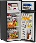 Double Door Refrigerator with Freezer, 4.5 Cu.Ft, Small Fridge with Freezer, 7 Settings Temperature Adjustable, Mini Refrigerator for Apartment Bedroom Dorm and Office (4.5 Cu.Ft, Black)
