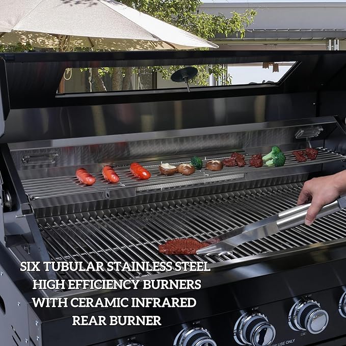 4 Burner Outdoor Kitchen Island with Grill and Side Burner, Deluxe Stainless Steel Modular Outdoor Kitchen, 72000 BTU, Gas Propane BBQ Island with Refrigerator, 2 Doors Sink, Rotisserie, 104"W, Silver