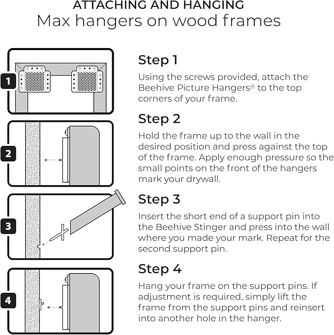 144 Pcs Picture Hanging Kit, The Ultimate Picture Hangers for Wood Frames and Canvases, for use on Drywall, Requires No Measuring or Moving Hardware to Hang Artwork, Hangs 12 Frames