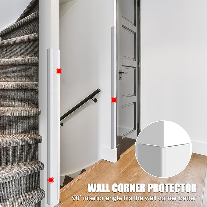 Wall Corner Protector, Walls Edge Protector，Self-Adhesive Wall Corner Guards,PVC Double Side Edge Protector， Furniture Stairs Guard (2, 2.5x120cm/0.98x47.2in)