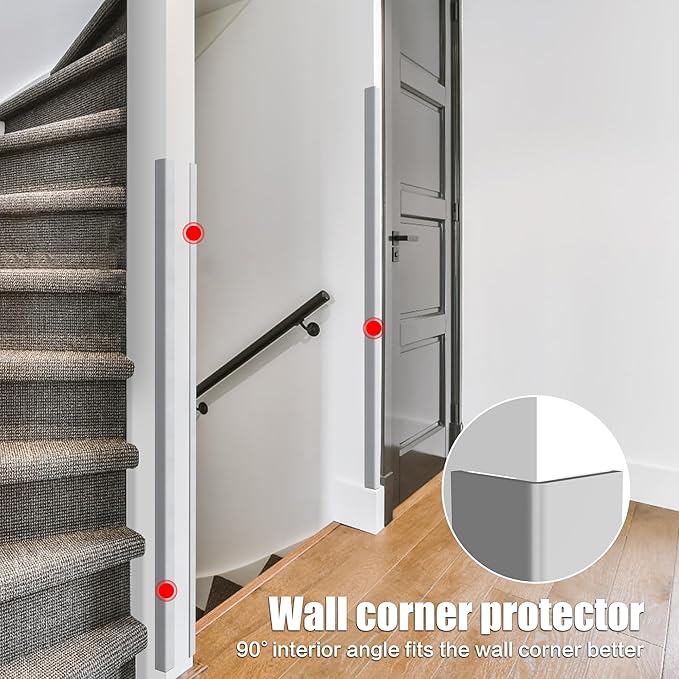 ‎Frychee Wall Corner Protector, Walls Edge Protector，Self-Adhesive Wall Corner Guards,PVC Double Side Edge Protector， Furniture Stairs Guard (Gray 2PCS 120cm/47.2in)