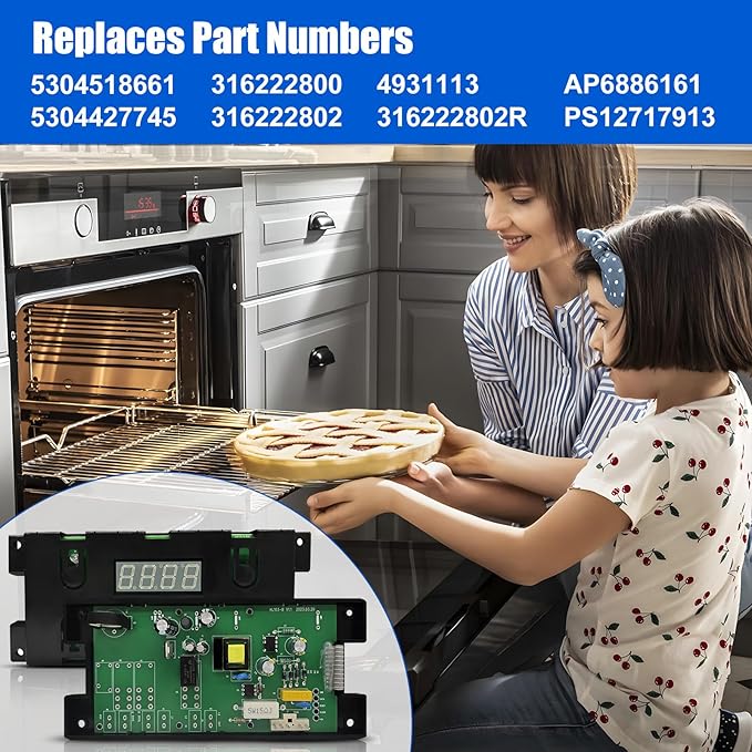 316455410 Range Oven Control Board for Electrolux Kenmore, Gas Range 7 Button Control Board Clock 5304518661