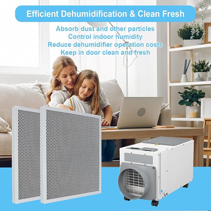 2 Packs 5443 Dehumidifier Filter Replacement for Ventilation Models 8191, 8192 Fits for Whole-House Dehumidifiers Models 1830, 1850, 1852 Replacement Filter 12x10x0.79 inch